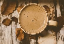 Coffee granite with Kahula cream and shaved chocolate